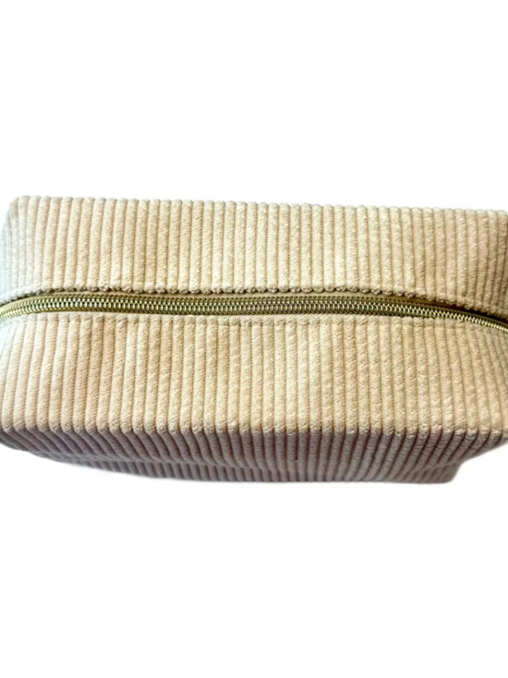 Tarte Cosmetic Makeup Bag Cream Corduroy Flat Bottom Counter Sitter New